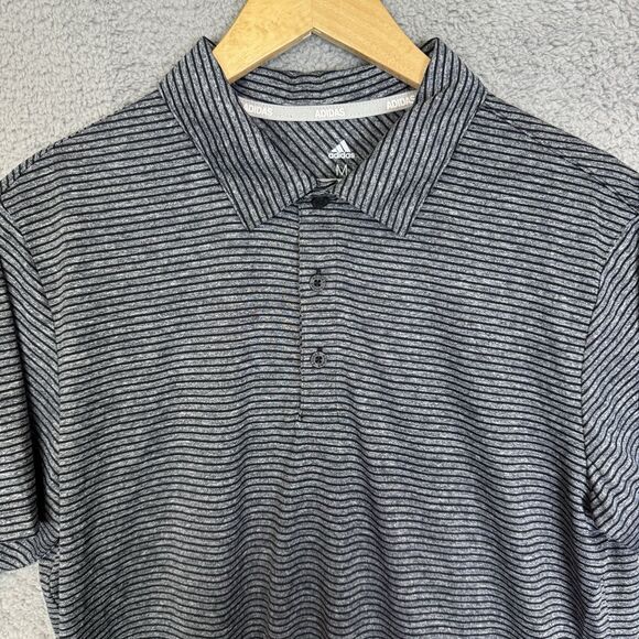 Adidas Shirt Men's M Grey Feeder Polo Short Sleeve Stretch Performance - Picture 2 of 9